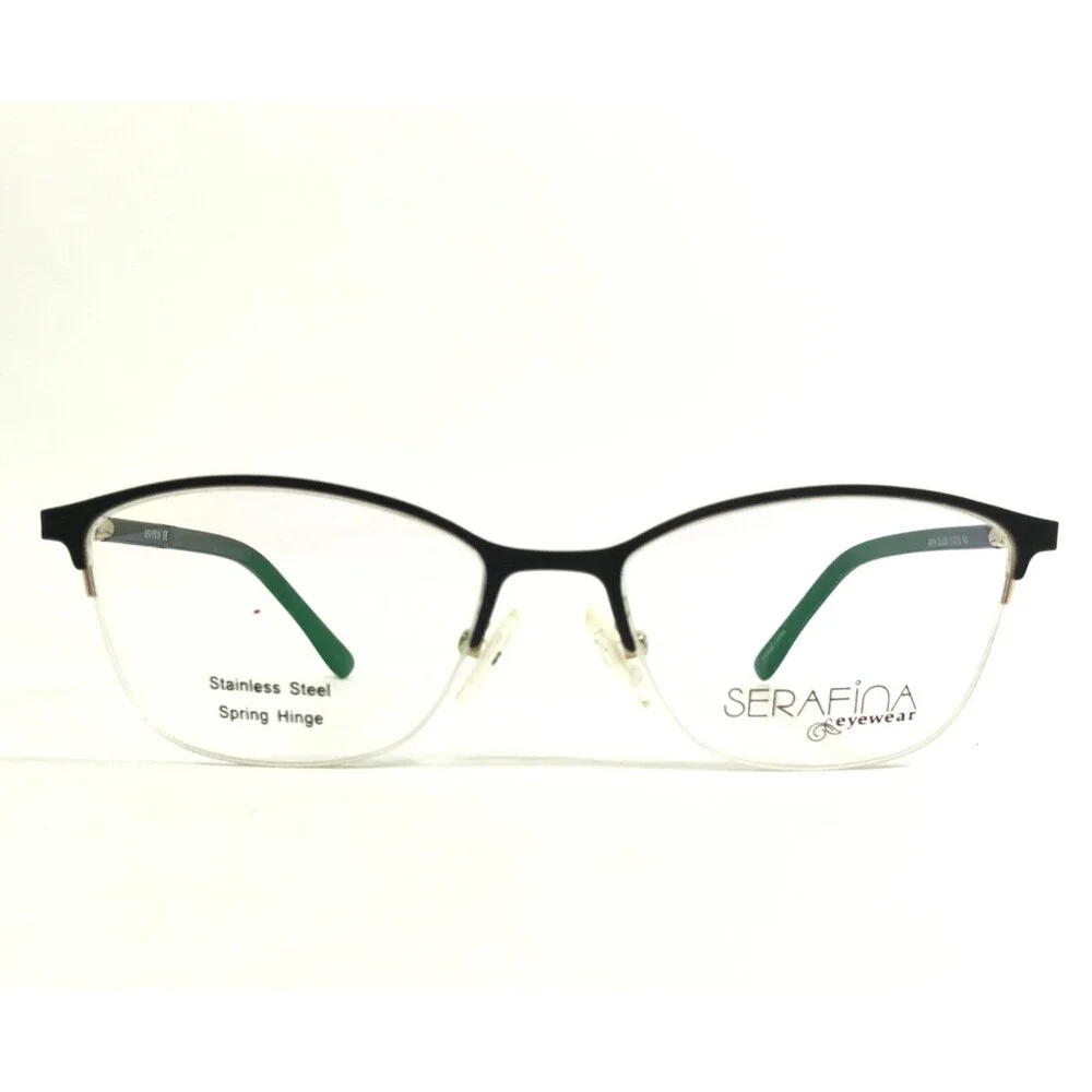 Serafina Eyewear Eyeglasses Frames ANYA BLACK Gold Cat Eye Half Rim 51-16-140